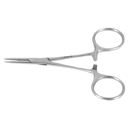 Miltex Mosquito Forceps Integra® ENT Hartman 3-7/8 Inch Length OR Grade German Stainless Steel NonSterile Ratchet Lock Finger Ring Handle Straight 20 mm Long Serrated Jaws - M-1164265-4187 - Each