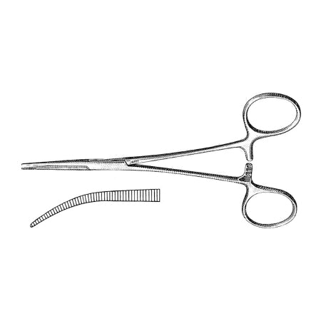 Miltex Artery Forceps Jarit® Crile 5-1/2 Inch Length OR Grade Stainless Steel NonSterile Ratchet Lock Finger Ring Handle Curved 1.4 mm Wide Serrated Tips - M-1164268-4400 - Each