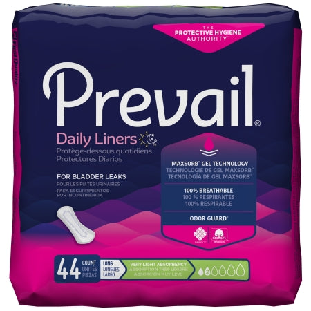 First Quality Bladder Control Pad Prevail® 8.35 Inch Length Light Absorbency One Size Fits Most Adult Female Disposable - M-1166745-3281 - Case of 176