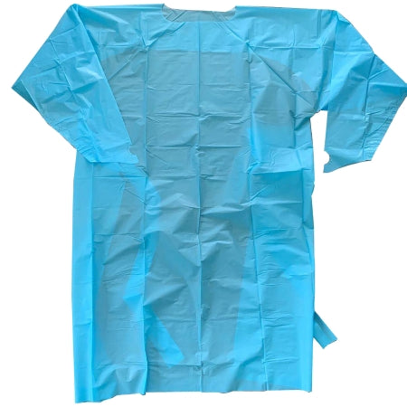 Cypress Over-the-Head Protective Procedure Gown One Size Fits Most Blue NonSterile AAMI Level 2 Disposable