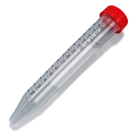 McKesson Centrifuge Tube Conical Bottom Plain 15 mL Red Screw Cap Polypropylene Tube