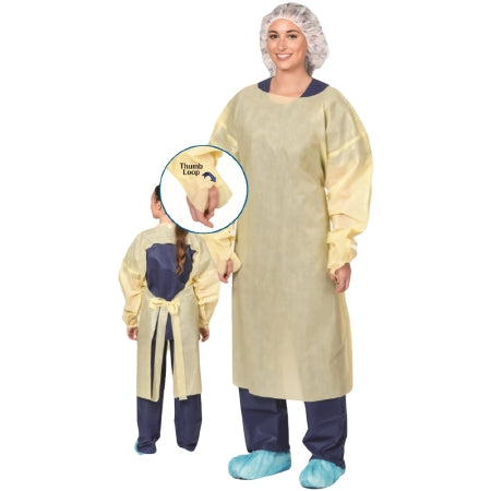 Precept Medical Products Over-the-Head Protective Procedure Gown One Size Fits Most Yellow NonSterile AAMI Level 2 Disposable