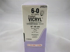 Suture with Needle Coated Vicryl Absorbable Coated Undyed Suture Braided Polyglactin 910 Size 6 - 0 18 Inch Suture 1-Needle 13 mm Length 3/8 Circle Reverse Cutting Needle