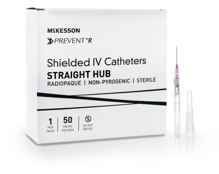 Peripheral IV Catheter McKesson Prevent® R 20 Gauge 1 Inch Button Retracting Safety Needle - M-1169913-4955 - Case of 200