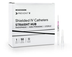 Peripheral IV Catheter McKesson Prevent® R 20 Gauge 1 Inch Button Retracting Safety Needle - M-1169913-2378 - Box of 50