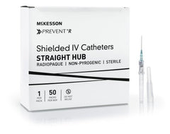 Peripheral IV Catheter McKesson Prevent® R 22 Gauge 1 Inch Button Retracting Safety Needle - M-1169915-1237 - Case of 200