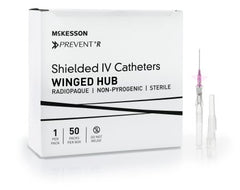 Peripheral IV Catheter McKesson Prevent® R 20 Gauge 1 Inch Button Retracting Safety Needle - M-1169920-1503 - Case of 200