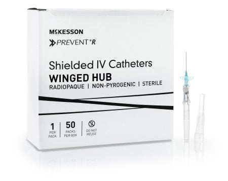 Peripheral IV Catheter McKesson Prevent® R 22 Gauge 1 Inch Button Retracting Safety Needle - M-1169922-3623 - Case of 200