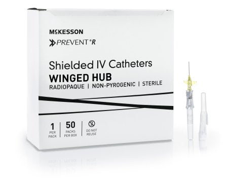 Peripheral IV Catheter McKesson Prevent® R 24 Gauge 0.75 Inch Button Retracting Safety Needle - M-1169923-3304 - Case of 200