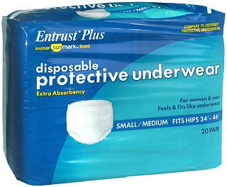 Tyco Healthcare Unisex Adult Absorbent Underwear Entrust® Plus Pull On with Tear Away Seams Small / Medium Disposable Moderate Absorbency - M-1170194-3844 - Case of 80