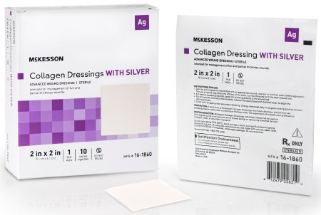 Silver Collagen Dressing McKesson 2 X 2 Inch Square Sterile