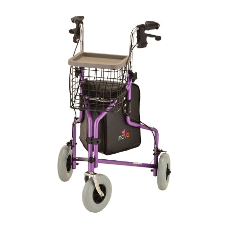 Nova Ortho-Med 5 Wheel Rollator Traveler® Purple Adjustable Height Aluminum Frame