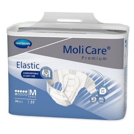Hartmann Unisex Adult Incontinence Brief MoliCare® Premium Elastic 6D Medium Disposable Moderate Absorbency - M-1174287-1028 - Case of 90