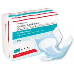 Cardinal Unisex Adult Incontinence Brief Wings™ Quilted Plus with BreatheEasy™ Technology Large Disposable Heavy Absorbency - M-1176299-2421 - Case of 72