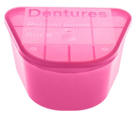 McKesson Denture Cup 8 oz. Pink Hinged Lid Disposable