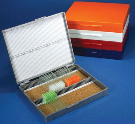 Slide Storage Box McKesson Blue ABS Plastic / Cork 100 Slide Capacity