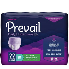 First Quality Female Adult Absorbent Underwear Prevail® Daily Underwear Pull On with Tear Away Seams Small Disposable Heavy Absorbency - M-1178181-2772 - Case of 88