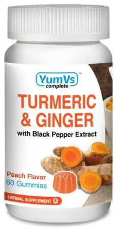 Mineral Supplement YumV's™ Turmeric Curcumin / Ginger / Black Pepper Extract 250 mg - 12 mg - 100 mcg Strength Gummy 60 per Bottle Peach Flavor