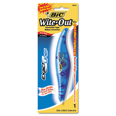 Bic® Wite-Out Brand Exact Liner Correction Tape, Non-Refillable, Blue, 1/5" x 236"