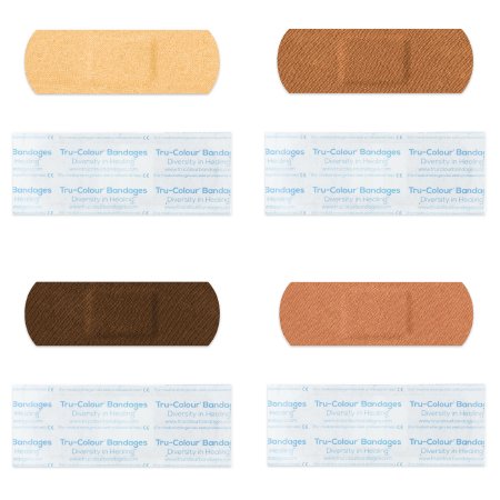 Tru-Colour Products LLC Adhesive Strip Tru-Colour® 3/4 X 2.2 Inch Fabric Rectangle Beige / Olive / Brown / Dark Brown Sterile