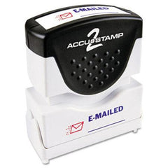 ACCUSTAMP2® Pre-Inked Shutter Stamp, Red/Blue, EMAILED, 1 5/8 x 1/2