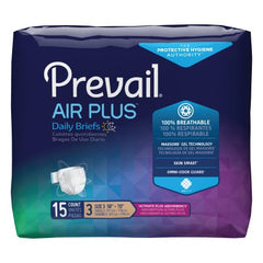 First Quality Unisex Adult Incontinence Brief Prevail® Air Plus™ Size 3 Disposable Heavy Absorbency - M-1183654-1204 - Case of 60