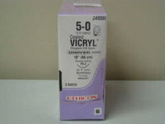 Suture with Needle Coated Vicryl Absorbable Coated Undyed Suture Braided Polyglactin 910 Size 5 - 0 18 Inch Suture 1-Needle 19 mm Length 3/8 Circle Precision Point - Reverse Cutting Needle