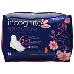 First Quality Feminine Pad incognito® by Prevail Ultra Thin with Wings / Overnight Overnight Absorbency