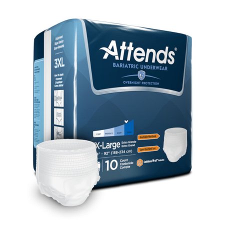 Attends Healthcare Products Unisex Adult Absorbent Underwear Attends® Bariatric Pull On with Tear Away Seams 3X-Large Disposable Heavy Absorbency - M-1184056-3187 - Case of 40
