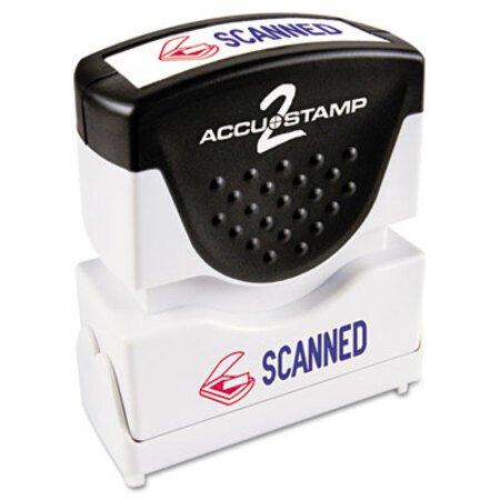 ACCUSTAMP2® Pre-Inked Shutter Stamp, Red/Blue, SCANNED, 1 5/8 x 1/2