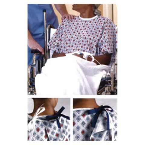 Hospitex / Encompass Group Patient Exam Gown One Size Fits Most Blue / Mauve Pacifica Print Reusable - M-877338-640 - Dozzen2