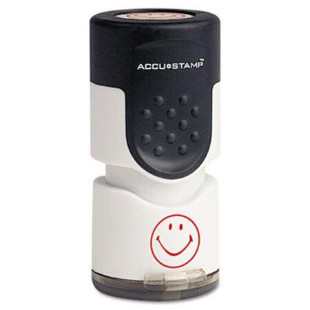 ACCUSTAMP® Pre-Inked Round Stamp, Smiley, 5/8" dia., Red