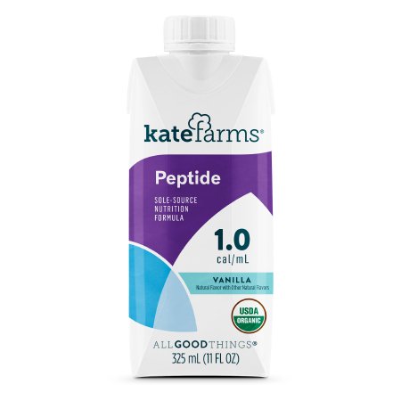 Kate Farms Oral Supplement / Tube Feeding Formula Kate Farms® Peptide 1.0 Vanilla Vanilla Flavor Ready to Use 11 oz. Carton