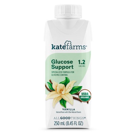 Kate Farms Oral Supplement / Tube Feeding Formula Kate Farms® Glucose Support 1.2 Vanilla Flavor Ready to Use 8.45 oz. Carton