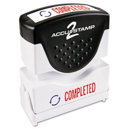 ACCUSTAMP2® Pre-Inked Shutter Stamp, Red/Blue, COMPLETED, 1 5/8 x 1/2