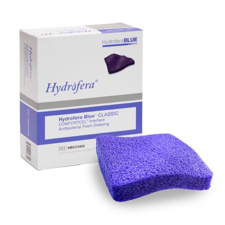 Hydrofera Antimicrobial Foam Dressing Hydrofera Blue ComfortCel® Interface 4 X 5 Inch Rectangle Without Border Sterile