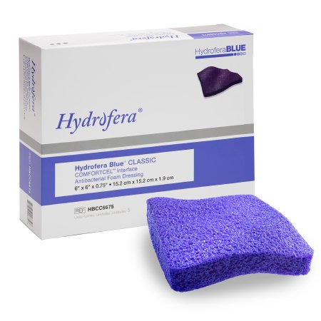 Hydrofera Antimicrobial Foam Dressing Hydrofera Blue ComfortCel® Interface 6 X 6 Inch Square Without Border Sterile