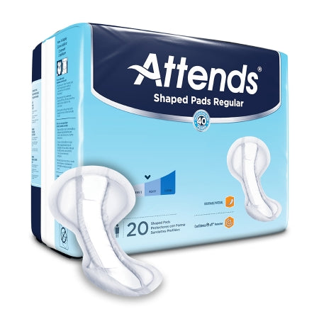 Attends Healthcare Products Bladder Control Pad Attends® Shaped Pads Regular 12 X 25.2 Inch Heavy Absorbency Polymer Core One Size Fits Most Adult Unisex Disposable - M-1186541-1146 - Case of 80