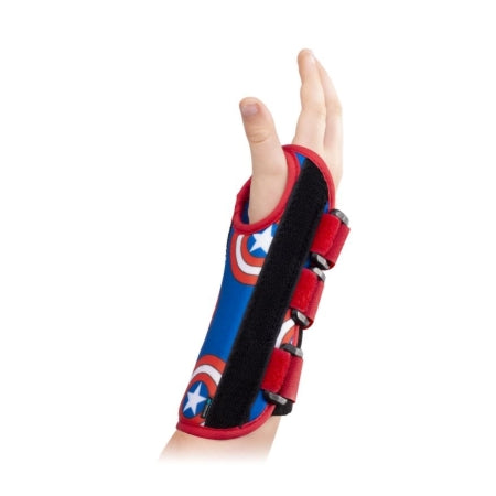 DJO Wrist Brace DonJoy® Advantage Comfort Featuring Marvel Aluminum / Foam / Nylon Left Hand Blue / Red / White