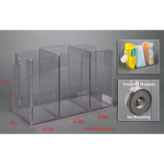 Poltex Inc Multi Holder DECO Clear Acrylic Manual 3 Compartment Magnet Mount - M-1187465-2344 - Each