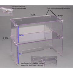 Poltex Inc Lab Bench Shelf Stack It 2 Shelves, 1/4 inch Thick, Clear, 6-2/5 X 9-3/4 X 13 Inch