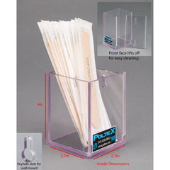Poltex Inc Swab / Tongue Depressor Holder Clear PETG Manual One Compartment Wall Mount - M-1187516-3608 - Each