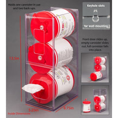 Poltex Inc Wipe Dispenser Clear PETG Manual Three Compartment Wall Mount - M-1187538-1581 - Each