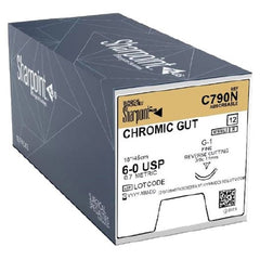 Suture with Needle Sharpoint® Plus Absorbable Uncoated Undyed Suture Chromic Gut Size 6 - 0 18 Inch Suture 1-Needle 11 mm Length 3/8 Circle Fine Reverse Cutting