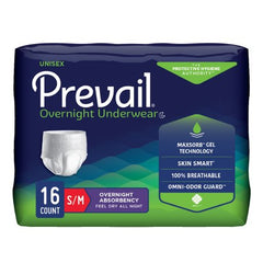First Quality Unisex Adult Absorbent Underwear Prevail® Overnight Pull On with Tear Away Seams Small / Medium Disposable Heavy Absorbency - M-1189992-4089 - Case of 64