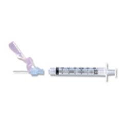 Becton Dickinson Syringe with Hypodermic Needle Eclipse™ 10 mL 22 Gauge 1-1/2 Inch Detachable Needle Hinged Safety Needle