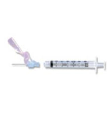 Becton Dickinson Syringe with Hypodermic Needle Eclipse™ 5 mL 22 Gauge 1-1/2 Inch Detachable Needle Hinged Safety Needle