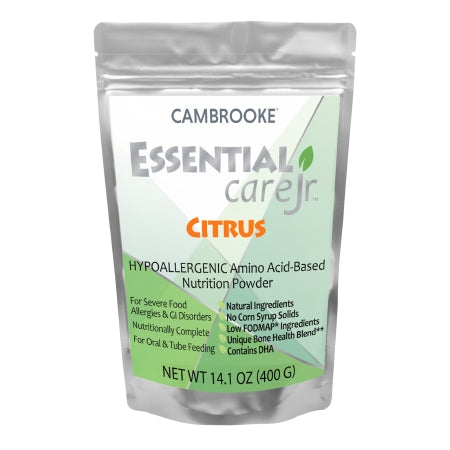 Cambrooke Therapeutics Amino Acid Based Pediatric Oral Supplememt / Tube Feeding Formula Essential Care Jr.™ Citrus Flavor 14.1 oz. Pouch Powder