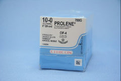 J & J Healthcare Systems Suture with Needle Prolene™ Nonabsorbable Uncoated Blue Suture Monofilament Polypropylene Suture Size 10 - 0 8 Inch Suture Double-Armed 13 mm Length 1/4 Circle Taper Cut Needle