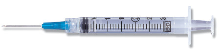 Becton Dickinson Syringe with Hypodermic Needle PrecisionGlide™ 3 mL 21 Gauge 1-1/2 Inch Detachable Needle Without Safety